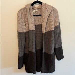 Cocogio Cozy Color Block Hooded Cardigan